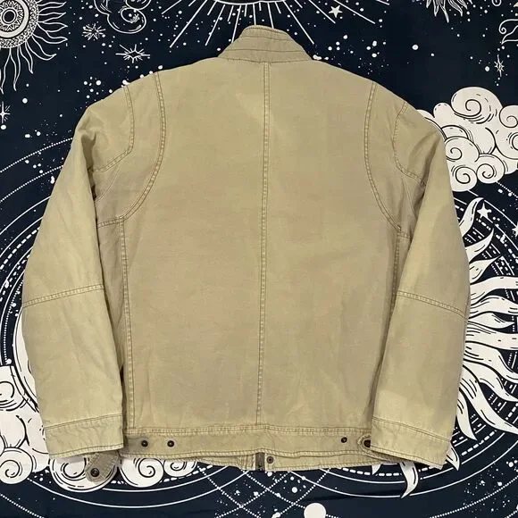 Levis Trucker Jacket Mens XL Khaki Full Zip Button Outdoor Utility Casual - Picture 2 of 9